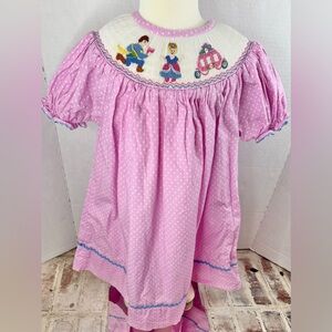 Babeeni Baby Girls Fairytale Smocked Dress - pink/white polka dot size 24m